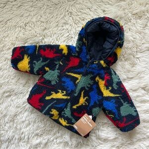 Old Navy Reversible Puffer Jacket for Baby Sherpa-Lined Dinosaur Print 6-12 Mo